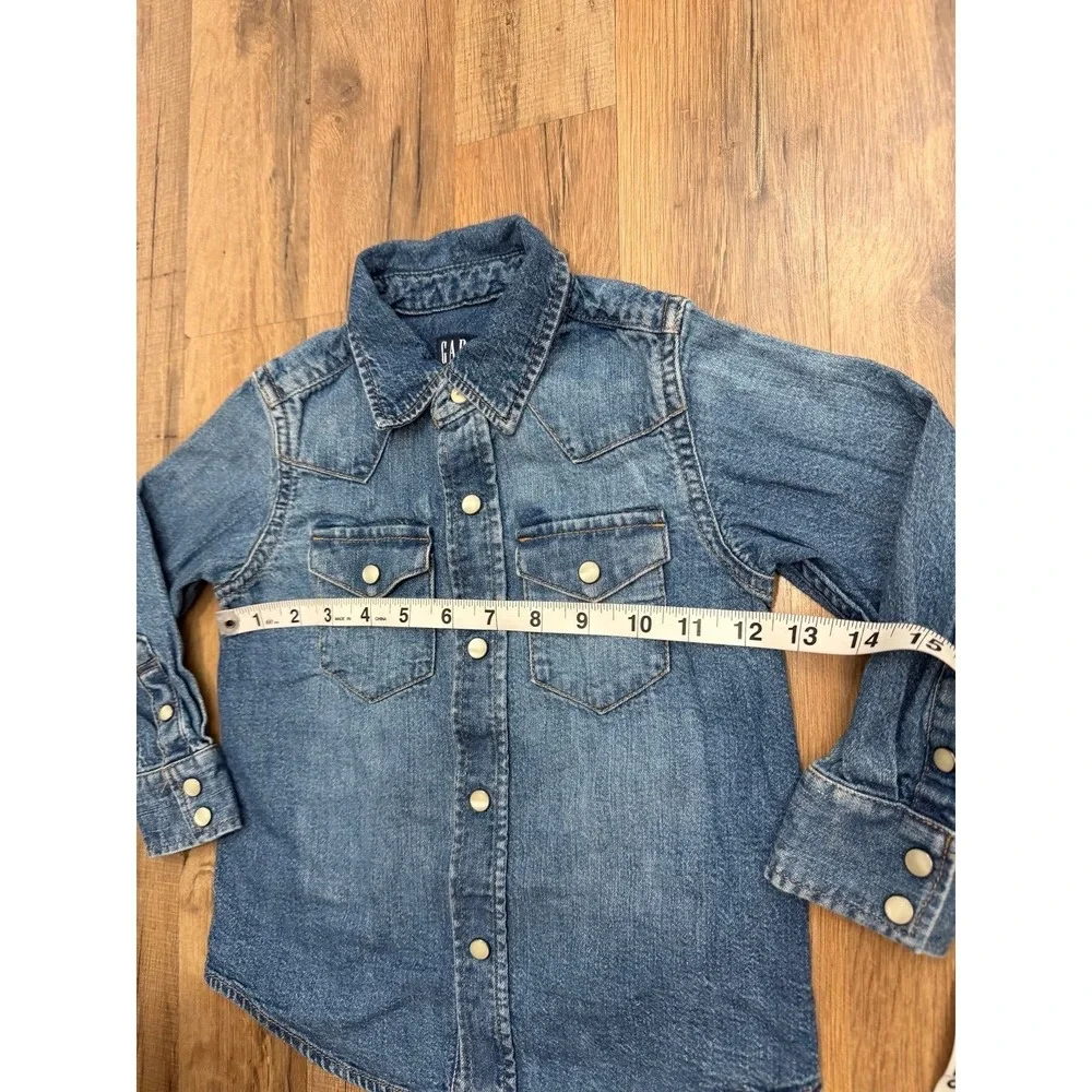 GAP Kids Denim Western Shirt 3 Years Snap Button Long Sleeve Blue Toddler